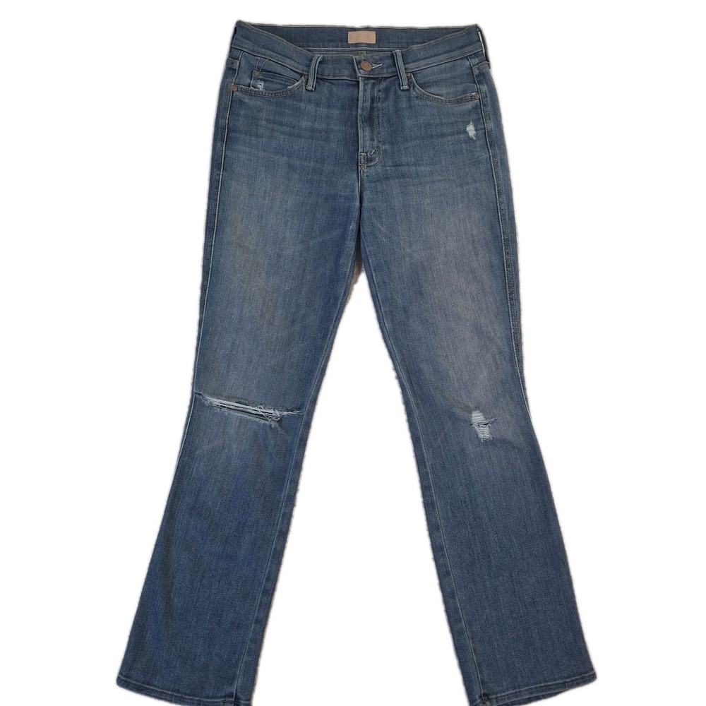 Mother Jeans Womens 27 Blue The Rascal Ankle In Wild Stretch Distressed Made USA